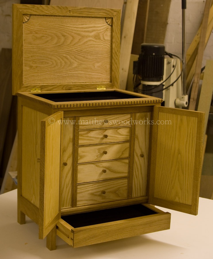 oak and ash jewellery chest